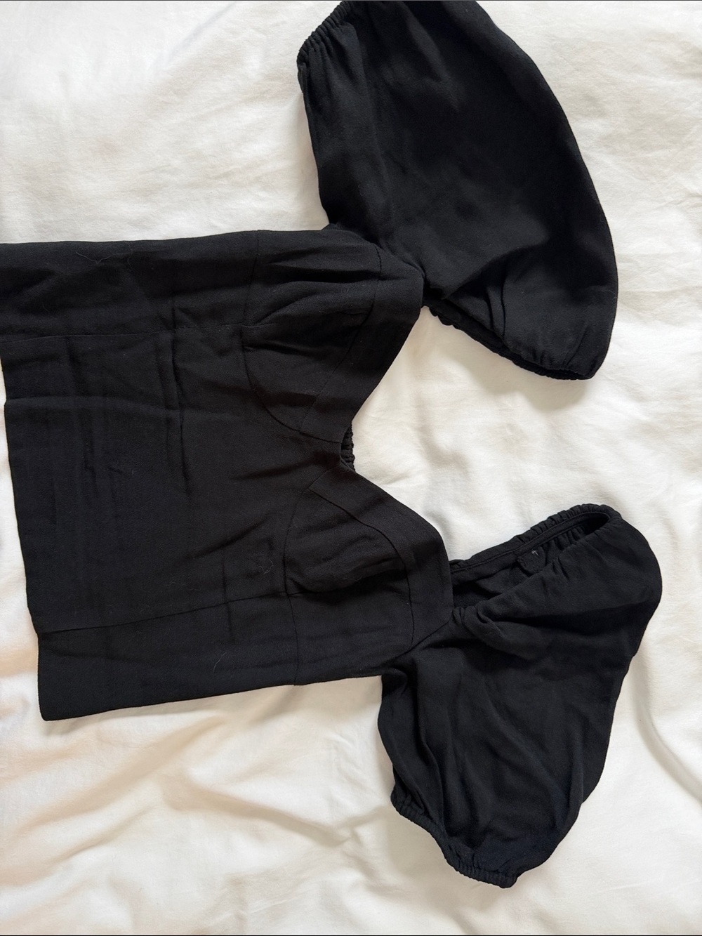 Wilfred Black Girls Puff Sleeve Crop Top